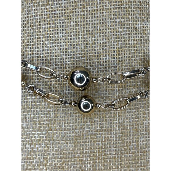 Ann Taylor Gold-Tone Chain Link Necklace With Graduated Beaded Accents 34 Inches - Picture 10 of 10